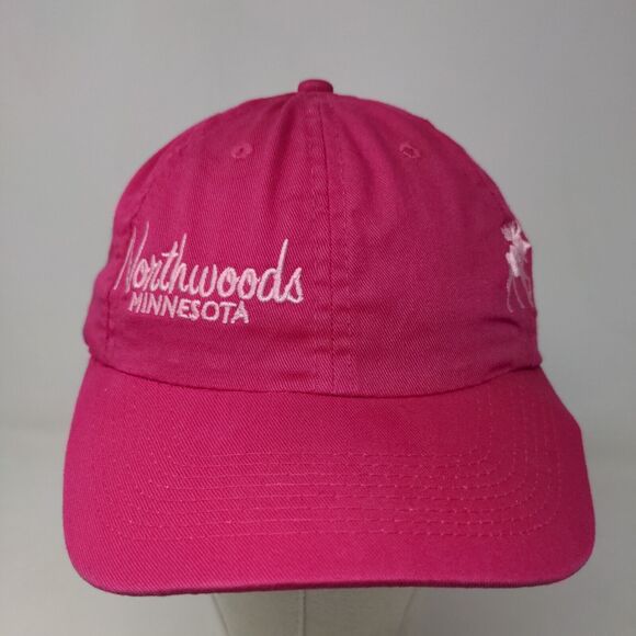 Perrin Women's Strapback Hat Pink Embroidered Northwoods Minnesota Logo Cotton - Picture 2 of 7